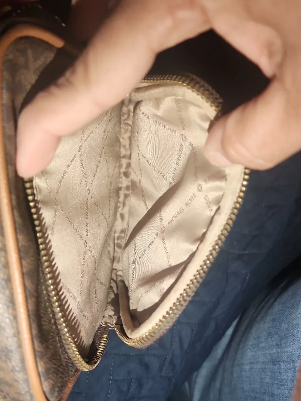 Michael Kors Brown Logo-Print Messenger Crossbody